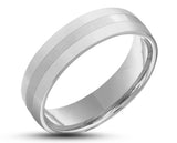 Silver Titanium Ring With Brushed Middle Stripe - Gloss Side Edges | 6mm