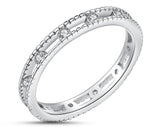 925 Sterling Silver Ring With Stacked Cubic Zirconia Stones | 3mm