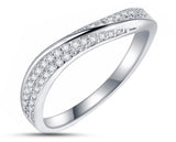 925 Sterling Silver Ring With Featured Twist And Cubic Zirconia Stones | 2mm