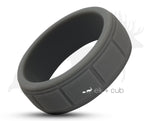 Dark Grey Silicone Ring With Square Pattern - Matte Finish | 8mm
