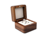 Wood Ring Box With Magnetic Lid And Velvet Cushion