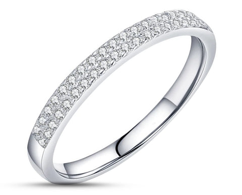 925 Sterling Silver Ring With Dual Rows of Cubic Zirconia Stones | 2mm