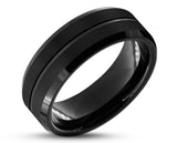 Black Titanium Ring With Black Inlay - With Middle Groove | 8mm