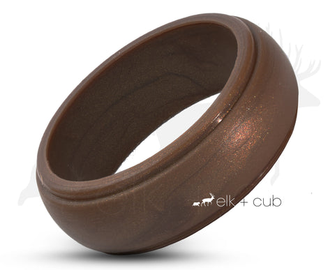 Bronze Silicone Ring With Stepped Edges - Matte Finish | 8mm