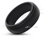 Black Silicone Ring With Stepped Edges - Matte Finish | 8mm
