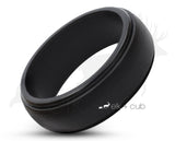 Black Silicone Ring With Stepped Edges - Matte Finish | 8mm