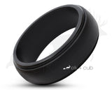 Black Silicone Ring With Bevelled Edges - Matte Finish | 8mm