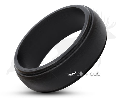 Black Silicone Ring With Stepped Edges - Matte Finish | 8mm