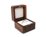 Wood Ring Box With Magnetic Lid And Velvet Cushion