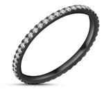 925 Black Sterling Silver Ring With Surrounding Zirconia Stones