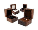 Wood Ring Box With Magnetic Lid And Velvet Cushion