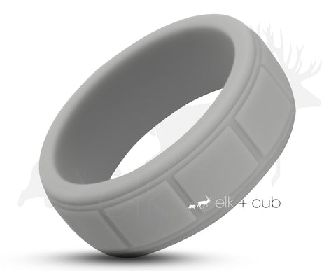 Light Grey Silicone Ring With Square Pattern - Matte Finish | 8mm