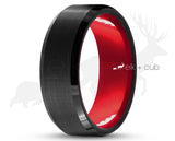 Black Tungsten Ring With Red Inlay by Elk and Cub