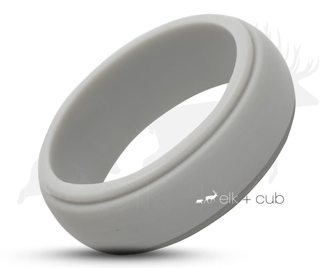 Light Grey Silicone Ring With Stepped Edges - Matte Finish | 8mm