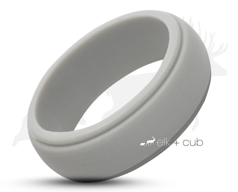 Light Grey Silicone Ring With Bevelled Edges - Matte Finish | 8mm