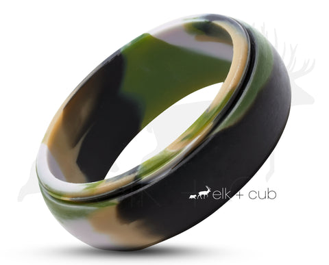 Camouflage Silicone Ring With Bevelled Edges - Matte Finish | 8mm