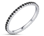 925 Sterling Silver Ring With Black Cubic Zirconia Stones