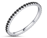 925 Sterling Silver Ring With Black Cubic Zirconia Stones | 2mm