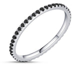 925 Sterling Silver Ring With Black Cubic Zirconia Stones