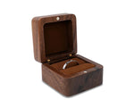 Wood Ring Box With Magnetic Lid And Velvet Cushion