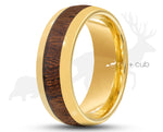 Gold Tungsten Ring With Koa Wood Stripe by Elk and Cub