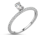 925 Sterling Silver Ring With Oval Cubic Zirconia Off Centre Stone