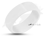 White Ceramic Ring With White Inlay - Curved With Gloss Finish | 8mm