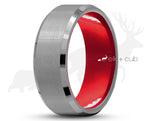 Silver Tungsten Ring With Red Inlay by Elk and Cub