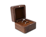 Wood Ring Box With Magnetic Lid And Velvet Cushion