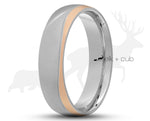 Silver Brushed Titanium Ring With Gloss Rose Gold Wave | 6mm