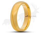 Gold Swirl Titanium Ring With Gold Inlay - Brushed and Gloss Finish | 6mm