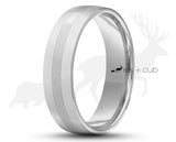 Silver Titanium Ring With Brushed Middle Stripe - Gloss Side Edges | 6mm