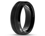 Black Titanium Ring With Black Inlay - With Middle Groove | 8mm