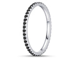 925 Sterling Silver Ring With Black Cubic Zirconia Stones | 2mm