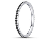 925 Sterling Silver Ring With Black Cubic Zirconia Stones | 2mm