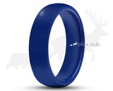 Blue Ceramic Ring With Blue Inlay - Rounded Edge With Satin Finish | 6mm