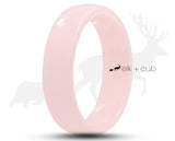 Pink Ceramic Ring With Pink Inlay - Rounded Edge With Satin Finish | 6mm