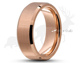 Rose Gold Titanium Ring With Rose Gold Inlay - Bevelled Edges | 8mm