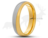 Silver And Gold Titanium Ring - Brushed And Gloss Finish | 6mm