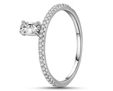 925 Sterling Silver Ring With Oval Cubic Zirconia Off Centre Stone