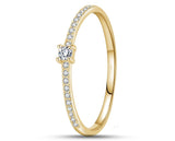 925 Gold Sterling Silver Ring With Square Cubic Zirconia | 1mm