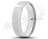 Silver Brushed Titanium Ring With Small Gloss Silver Stripe | 6mm