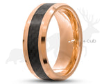 Rose Gold Tungsten Ring With Carbon Fibre by Elk and Cub