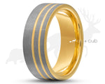 Silver Tungsten Ring With Gold Stripes by Elk and Cub