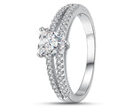 925 Sterling Silver Ring With Love Heart Shaped Cubic Zirconia Stone | 2mm