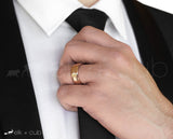 Man In Suit Wearing Tungsten Ring by Elk and Cub