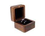 Wood Ring Box With Magnetic Lid And Velvet Cushion